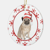 Red Snowflake Santa Hat Pug Kerstmis Keramisch Ornament (Links)