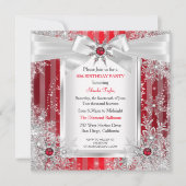 Red Snowflake Silver Bow Winter Wonderland Kaart (Voorkant)