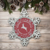Red Snowflake Silver Reindeer Tin Sneeuwvlok Ornament