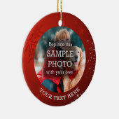 Red Snowflake Stars 2 Foto aangepaste tekst Keramisch Ornament (Rechts)