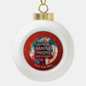 Red Snowflake Stars Foto aangepaste tekst Keramische Bal Ornament (Voorkant)