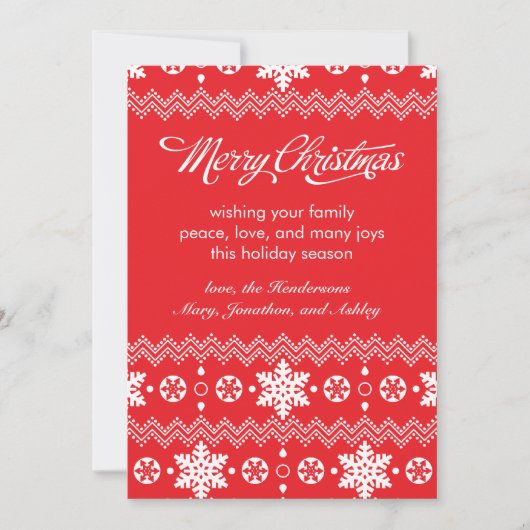 Red Snowflake Sweater niet-foto-kerstKaarten Feestdagenkaart (Voorkant)