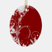 Red Snowflake Swirl-kerstversieringen Keramisch Ornament (Rechts)