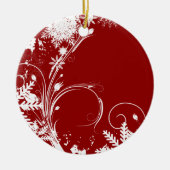 Red Snowflake Swirl-kerstversieringen Keramisch Ornament (Voorkant)