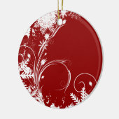 Red Snowflake Swirl-kerstversieringen Keramisch Ornament (Links)