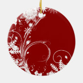Red Snowflake Swirl-kerstversieringen Keramisch Ornament (Achterkant)