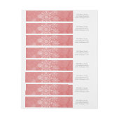 Red Snowflake Swirls Holiday Adresetiketten (Vel)