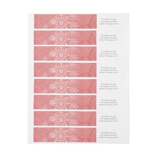 Red Snowflake Swirls Holiday Adresetiketten (Vel)