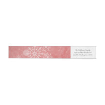 Red Snowflake Swirls Holiday Adresetiketten