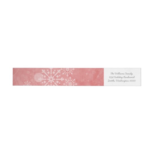 Red Snowflake Swirls Holiday Adresetiketten (Individueel)