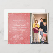 Red Snowflake Swirls Holiday Foto Briefkaart (Voorkant / Achterkant)