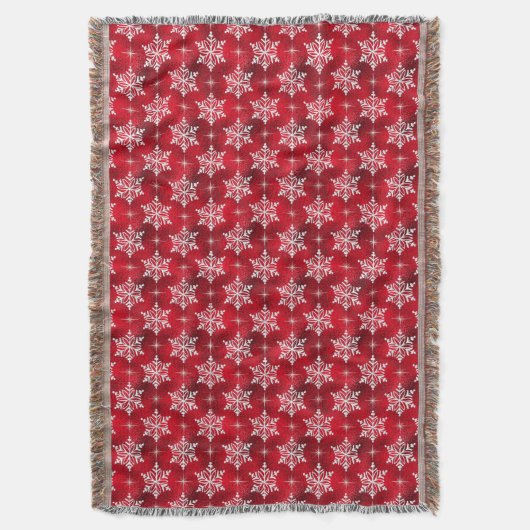 Red Snowflake Throw Blanket Deken (Voorkant Verticaal)