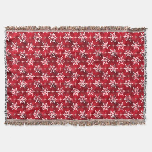 Red Snowflake Throw Blanket Deken (Voorkant)
