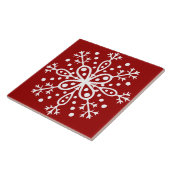 Red Snowflake Tile Tegeltje (Zijkant)
