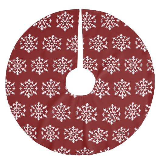 Red Snowflake Tree Skirt Kerstboom Rok (Voorkant)