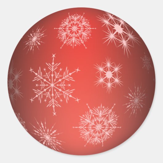 Red Snowflake Vakantie Ornament Sticker (Voorkant)