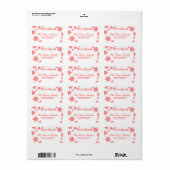 Red Snowflake "we hebben ons verplaatst" kerstlabe Etiket (Full Sheet)