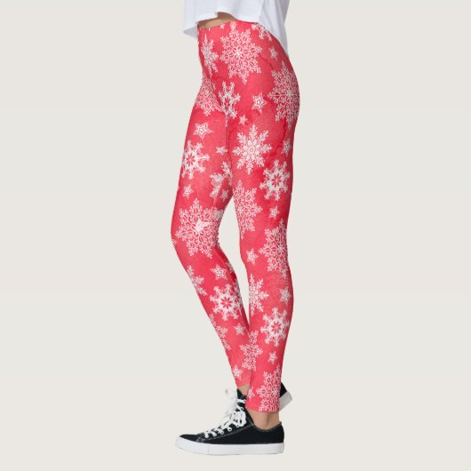 Red Snowflake Winter Leggings (Links)