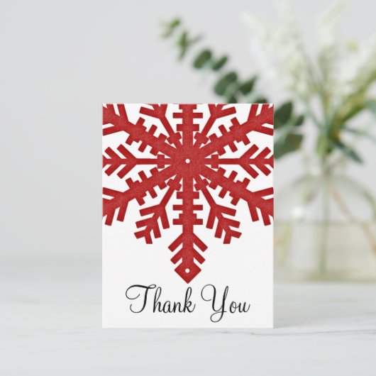 Red Snowflake Winter Season Dank u Briefkaarten (Staand voorkant)