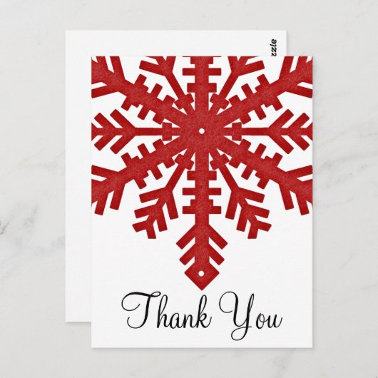 Red Snowflake Winter Season Dank u Briefkaarten (Voorkant / Achterkant)
