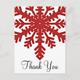 Red Snowflake Winter Season Dank u Briefkaarten