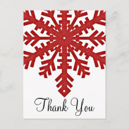 Red Snowflake Winter Season Dank u Briefkaarten