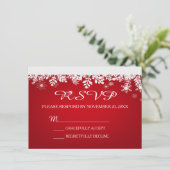 Red Snowflake Winter Wedding RSVP-kaart Kaart (Staand voorkant)