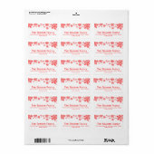 Red Snowflakes adreslabel Etiket (Full Sheet)