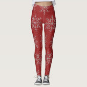 Red Snowflakes Christmas Sweater Knit Pattern Leggings (Voorkant)