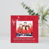 Red Snowflakes kerst Joy Holiday Fotokaart (Staand voorkant)