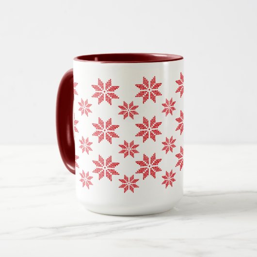 Red Snowflakes kerst Mok (Voorkant links)