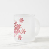 Red Snowflakes, kerstbeker Matglas Koffiemok (Voorkant rechts)