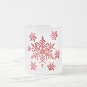 Red Snowflakes, kerstbeker Matglas Koffiemok