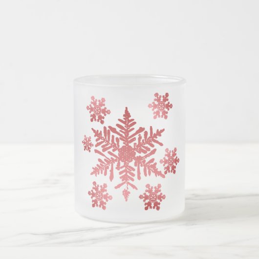 Red Snowflakes, kerstbeker Matglas Koffiemok (Center)
