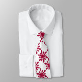 Red Snowflakes Kerstmis 9 Pattern Mannen Stropdas (Gebonden)