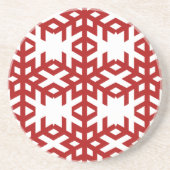 Red Snowflakes kerstOnderzetter Zandsteen Onderzetter (Voorkant)
