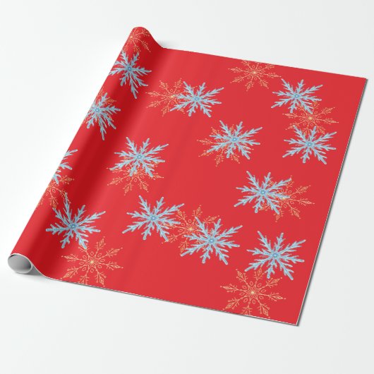 Red Snowflakes Merry Christmas Script with 2026 Wr Cadeaupapier (Uitgerold)