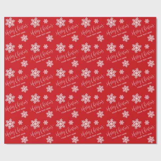 Red Snowflakes Merry kerstscript aangepast Cadeaupapier (Vlak)
