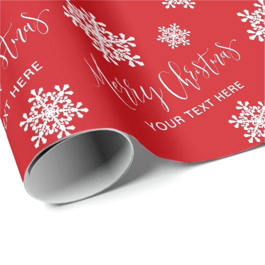 Red Snowflakes Merry kerstscript aangepast Cadeaupapier (Rol Hoek)