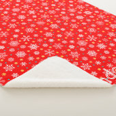 Red Snowflakes Moderne Elegant Persoonlijke naam Sherpa Deken (3/4)
