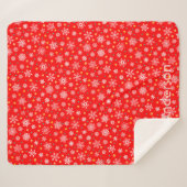 Red Snowflakes Moderne Elegant Persoonlijke naam Sherpa Deken (Voorkant (horizontaal))