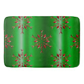 Red Snowflakes op groene kerst Badmat (Voorkant)