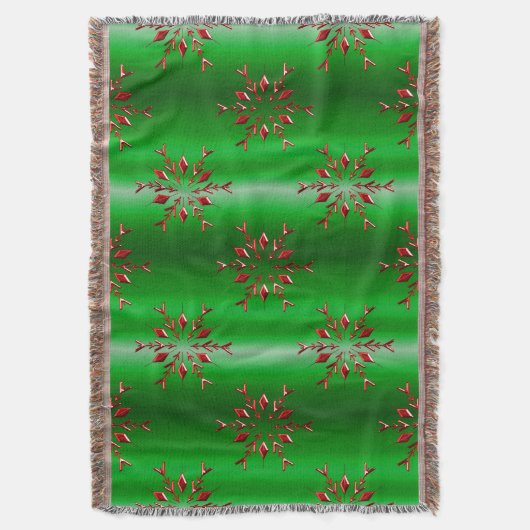 Red Snowflakes op groene kerst Deken (Voorkant Verticaal)