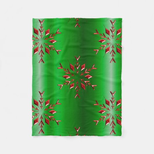 Red Snowflakes op groene kerst Fleece Deken (Voorkant)