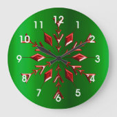 Red Snowflakes op groene kerst Grote Klok (Voorkant)