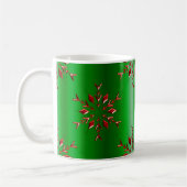 Red Snowflakes op groene kerst Koffiemok (Links)