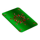 Red Snowflakes op groene kerst Magneet (Rechterzijde)