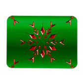 Red Snowflakes op groene kerst Magneet (Horizontaal)