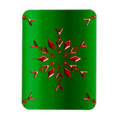 Red Snowflakes op groene kerst Magneet (Verticaal)