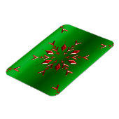 Red Snowflakes op groene kerst Magneet (Linkerzijde)